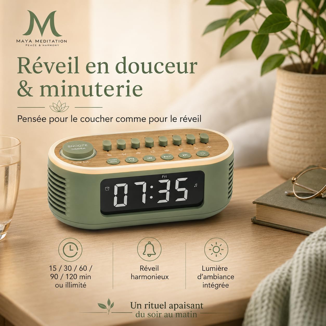 Fonctions tout-en-un : sons, musiques, réveil, enceinte connectée